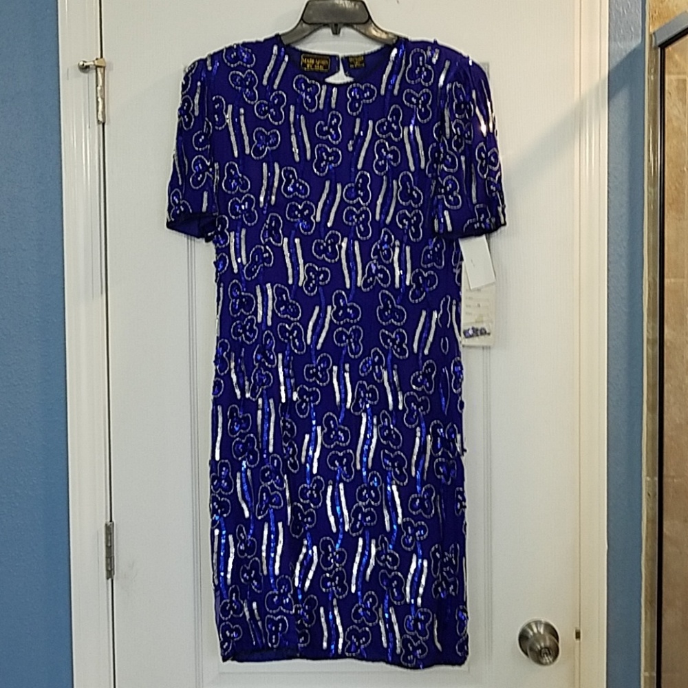 New Royal blue sequins dress size M
